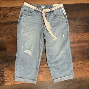 Maurices Light Blue Cropped Jeans with Distressed Details
